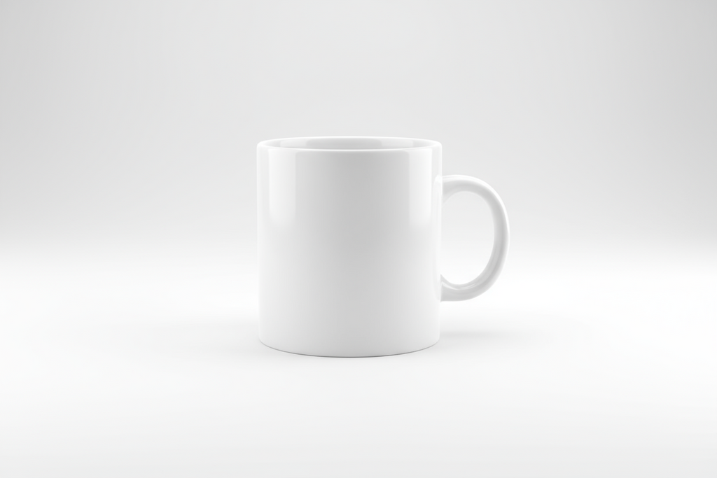 White mug on a white background