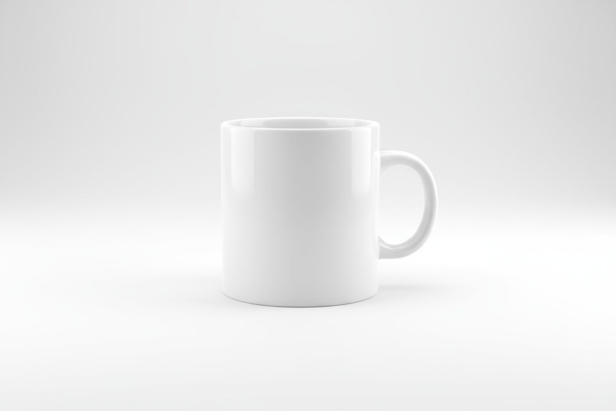 White mug on a white background